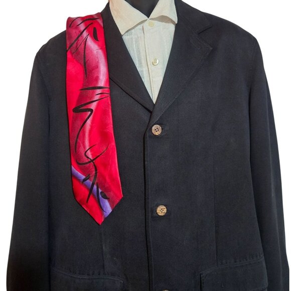 Tommy Bahama Island Soft Black Silk Blazer Medium Mens J. Garcia Silk Tie Bundle - Picture 6 of 16